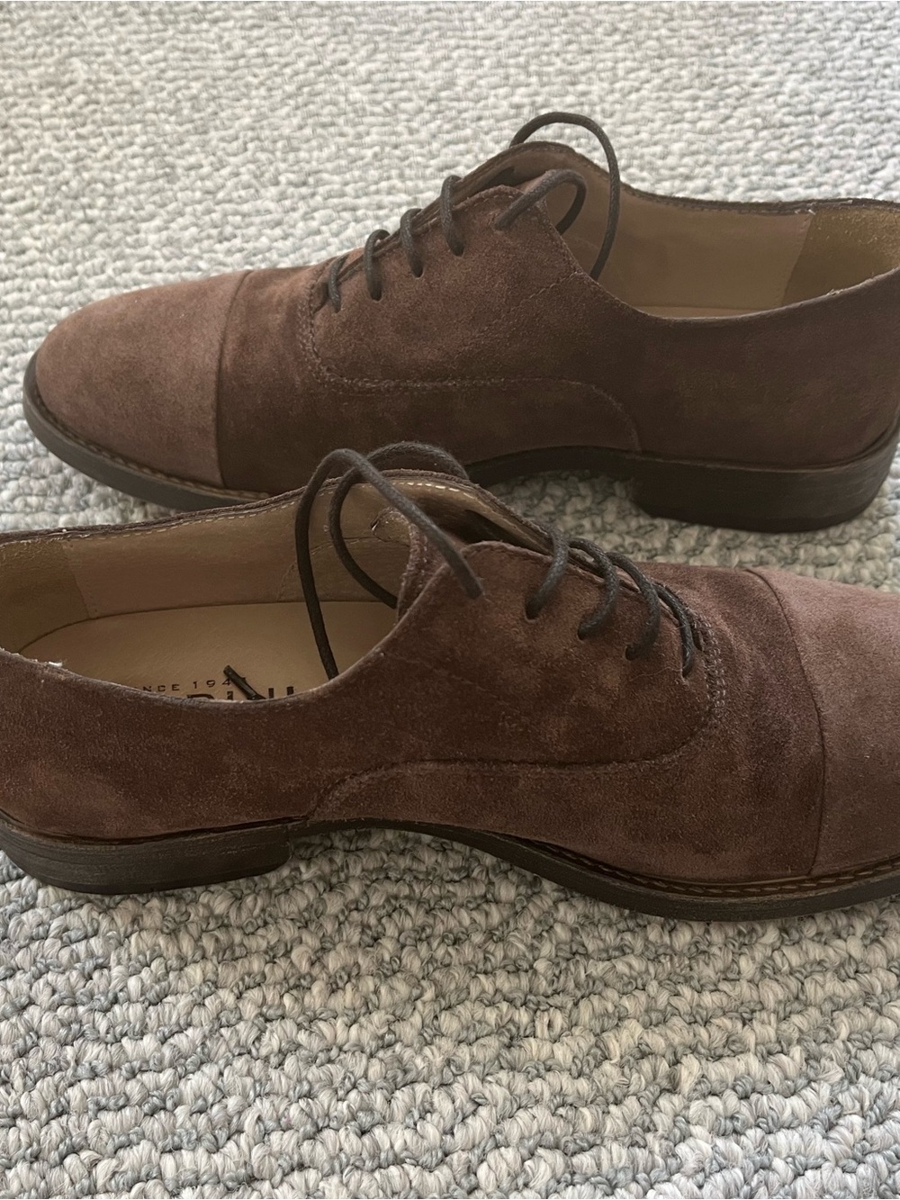 Soldini Men’s 40 Chocolate Brown Genuine Suede Cap-Toe Lace Up Oxford Shoes